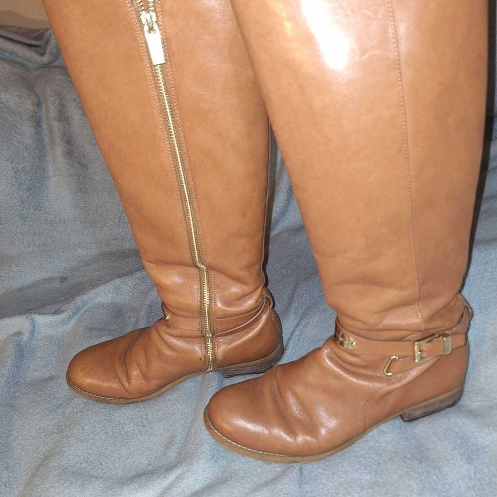 Michael Kors Leather Tall Riding Boots Cognac 8.5 - image 7