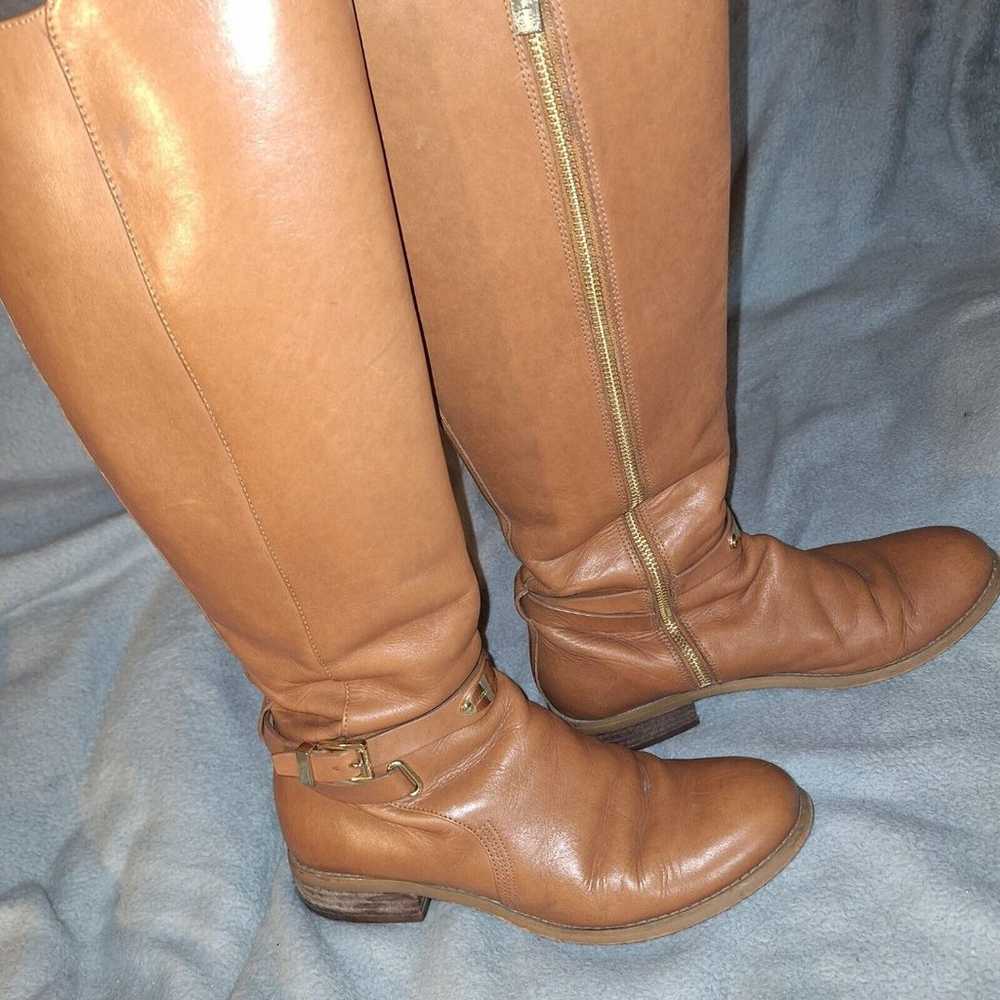 Michael Kors Leather Tall Riding Boots Cognac 8.5 - image 8