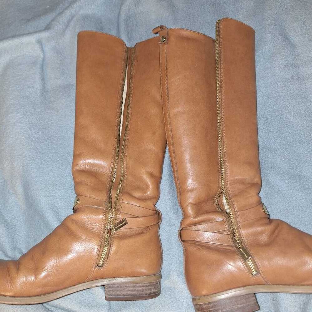 Michael Kors Leather Tall Riding Boots Cognac 8.5 - image 9