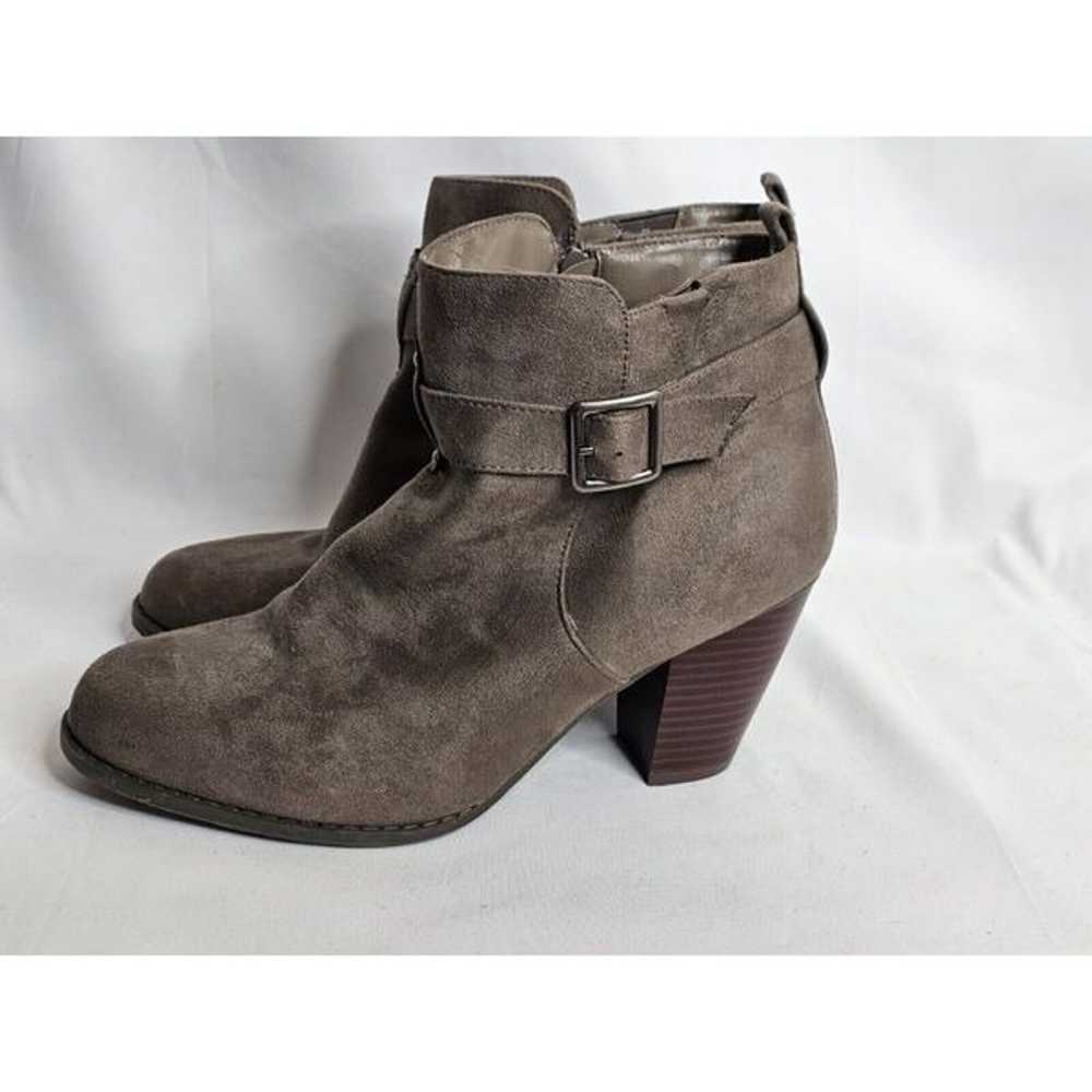 Torrid Gray Suede Ankle Boots Side Buckle Zip Up … - image 1