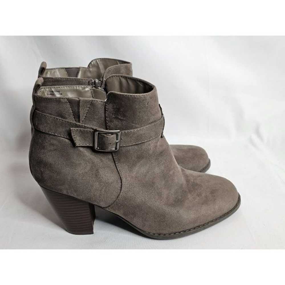 Torrid Gray Suede Ankle Boots Side Buckle Zip Up … - image 2