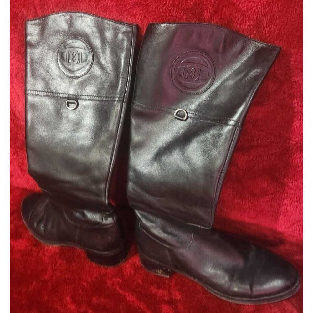 Etienne Aigner Alexis Black Leather Knee High Boo… - image 1