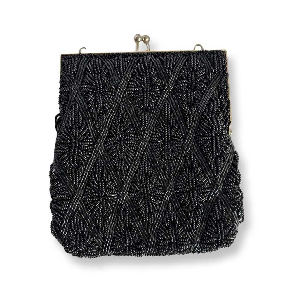 Vintage Hand Beaded Ball Snap Clutch - image 2