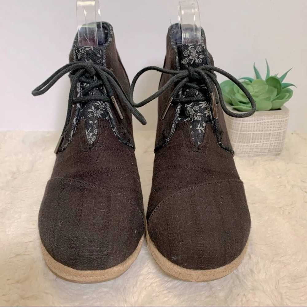 TOMS espadrille wedge black lace up booties - image 5