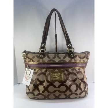 Coach Beautiful Brown & Purple Handbag Purse Vinta