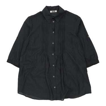 Perte Krizia Striped Shirt - Large Black Silk - image 1