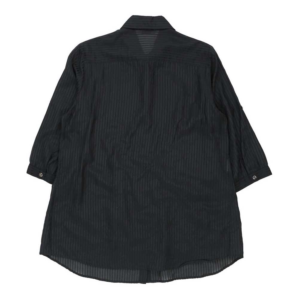 Perte Krizia Striped Shirt - Large Black Silk - image 2