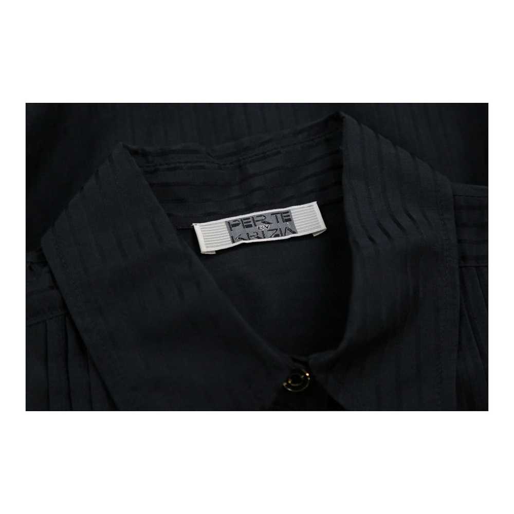 Perte Krizia Striped Shirt - Large Black Silk - image 3