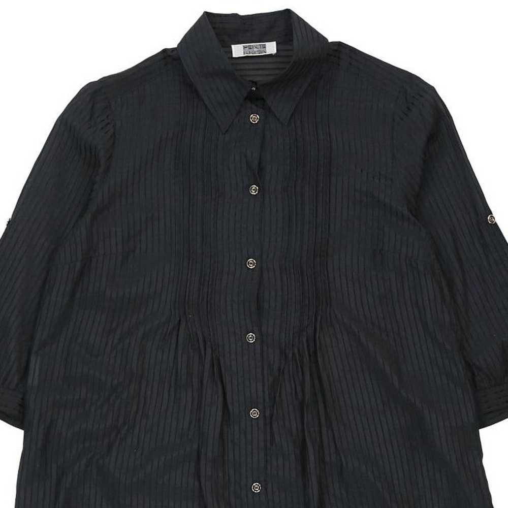 Perte Krizia Striped Shirt - Large Black Silk - image 4