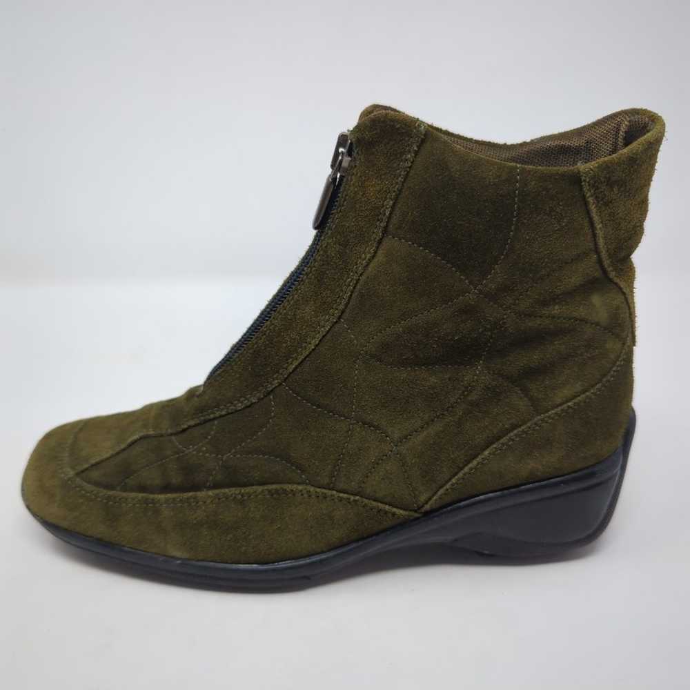 Aquatalia Suede Olive Green Ankle Boots Womens Si… - image 2