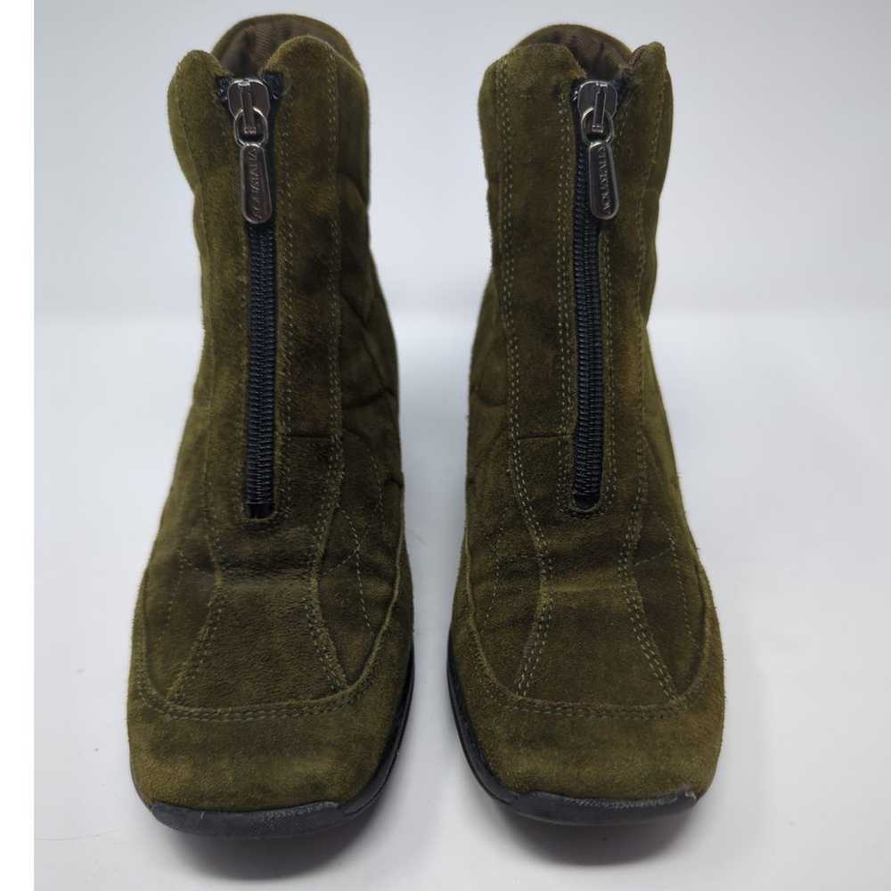 Aquatalia Suede Olive Green Ankle Boots Womens Si… - image 3