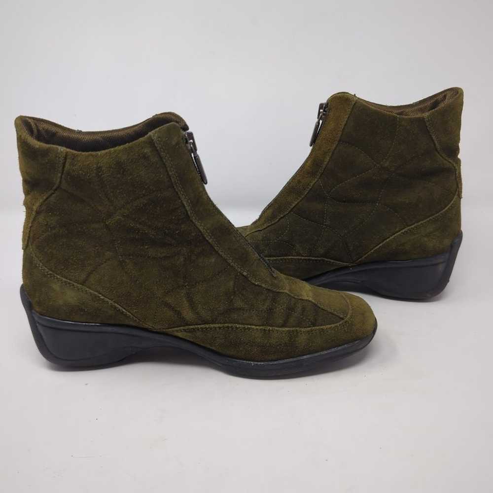 Aquatalia Suede Olive Green Ankle Boots Womens Si… - image 6