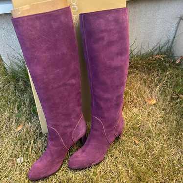 Sergio Rossi Suede Long Boots Purple 36