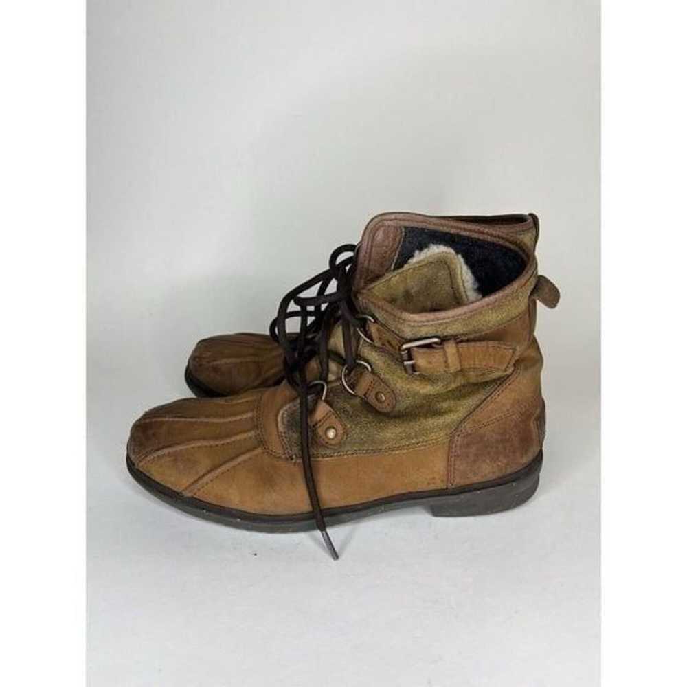 ugg ankle boots Women Size 9 Brown Leather Lace Up - image 3