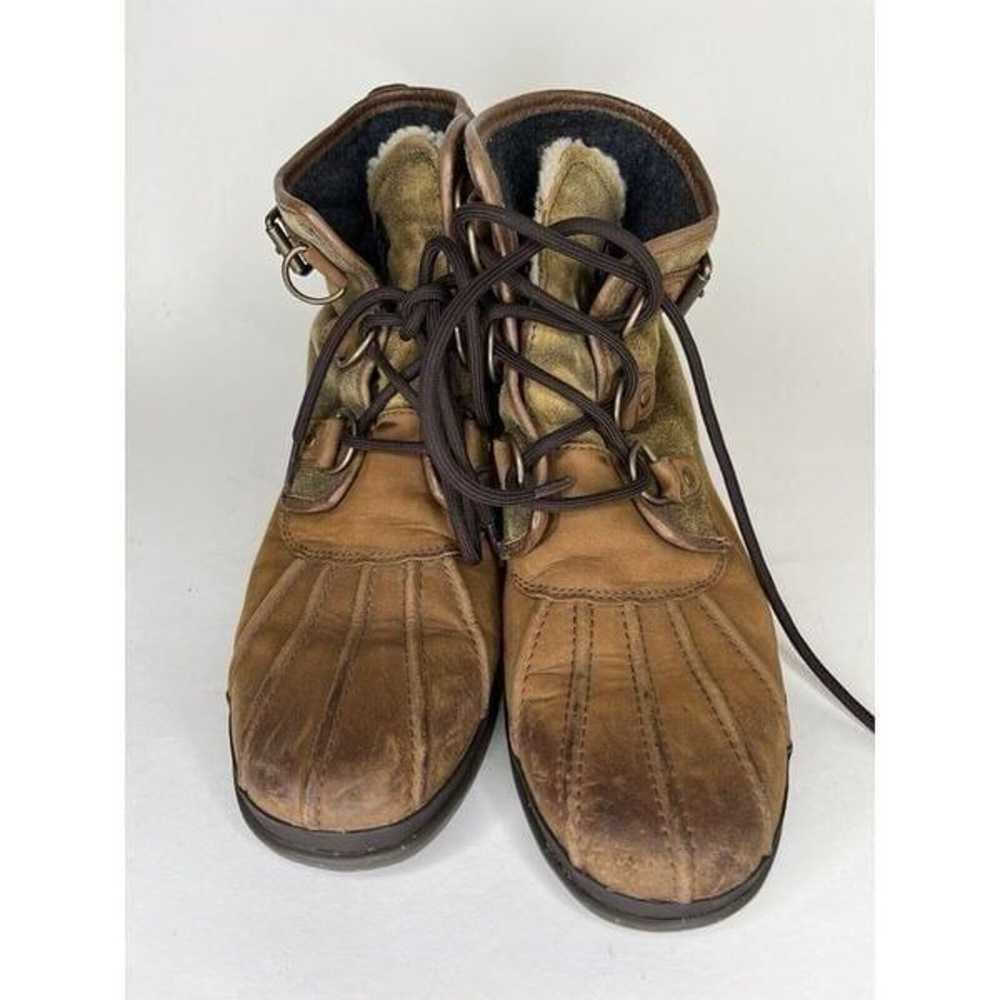 ugg ankle boots Women Size 9 Brown Leather Lace Up - image 9