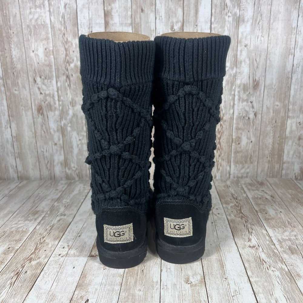 UGG Black Knit Tall Boots Lattice Pattern Cozy Wi… - image 3