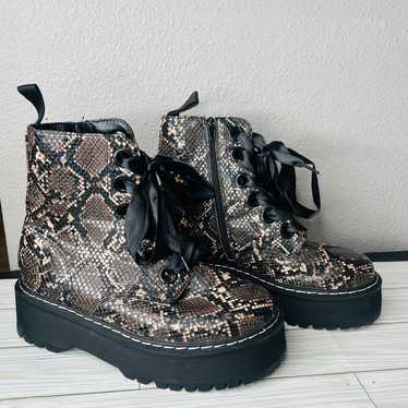 Forever 21 Snakeskin Chunky Platform Boots - image 1