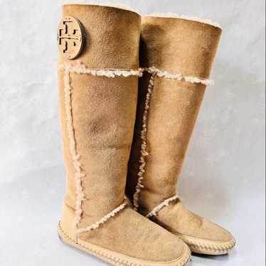 TORY BURCH Sheepskin Long Boots Beige