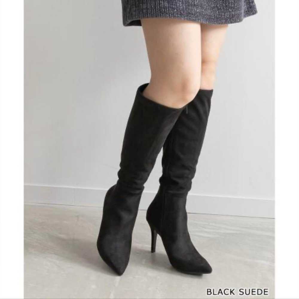 RANDA Pointed Toe Heel Boots Suede Black 23.5cm - image 1