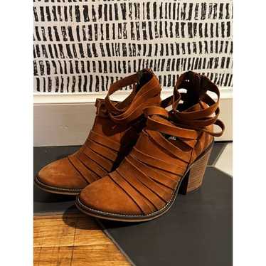 Free People Strappy Hybrid cognac leather ankle bo