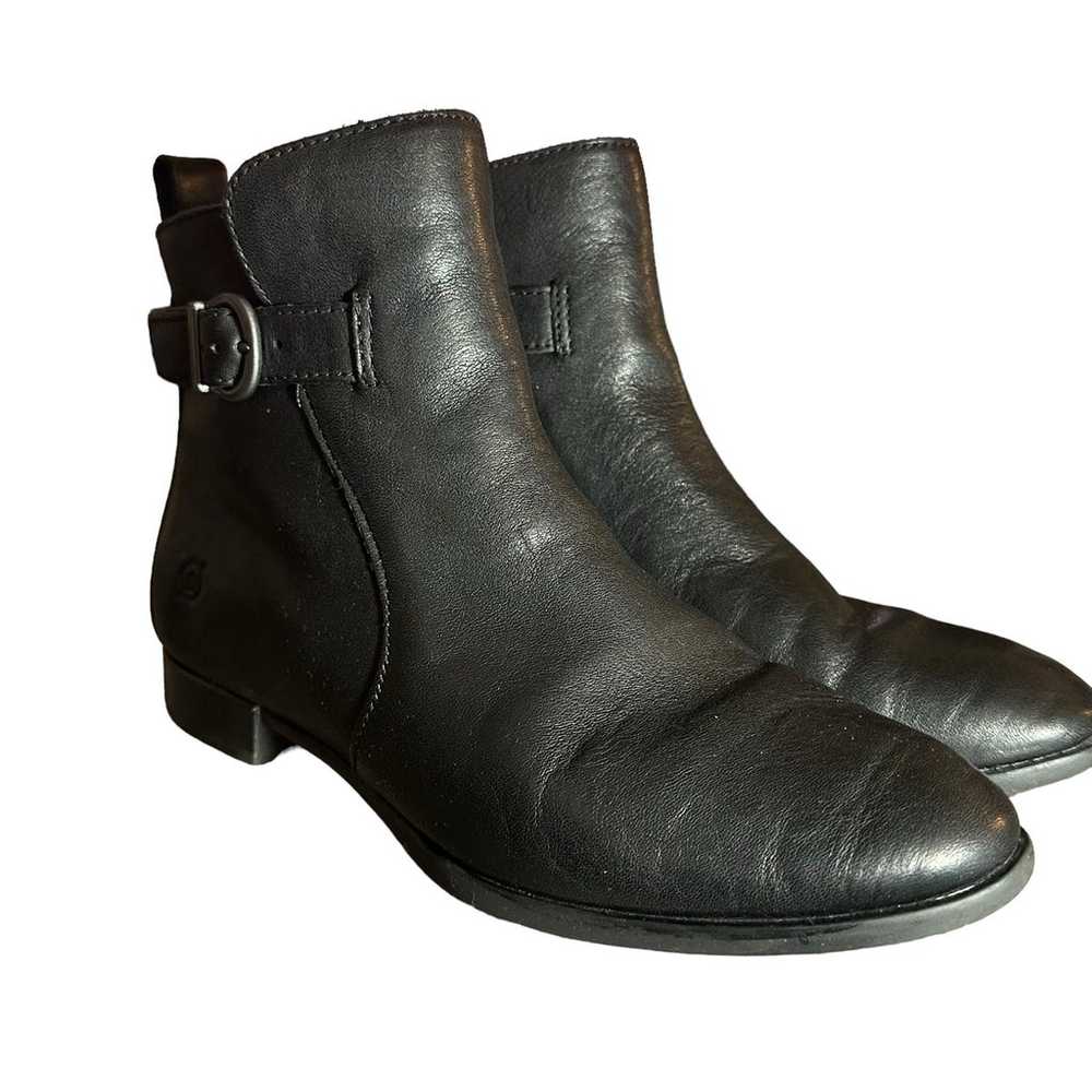 Born Black Leather Buckle Side Zipper Ankle Boots… - image 10