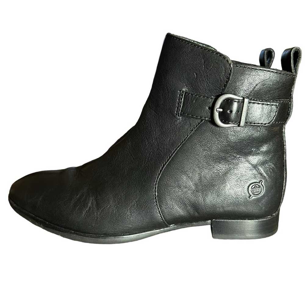 Born Black Leather Buckle Side Zipper Ankle Boots… - image 1