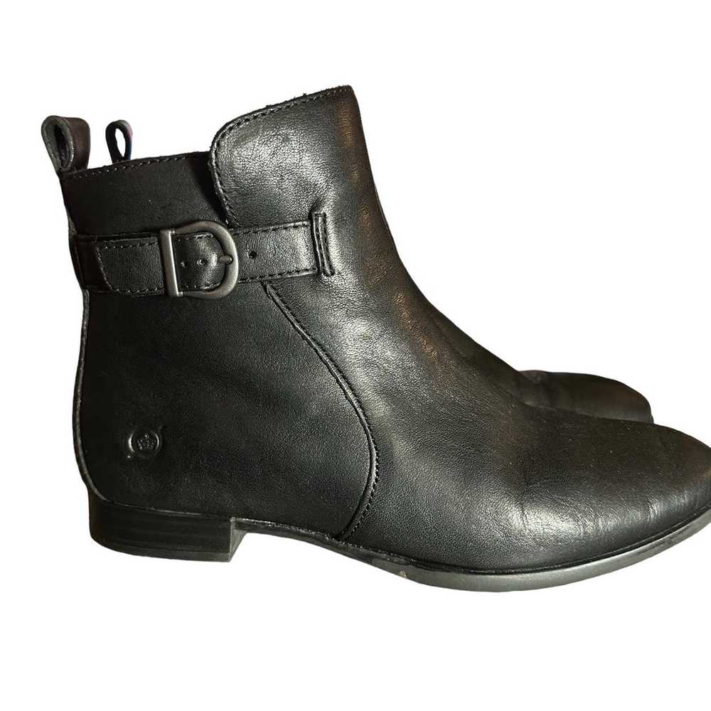 Born Black Leather Buckle Side Zipper Ankle Boots… - image 9