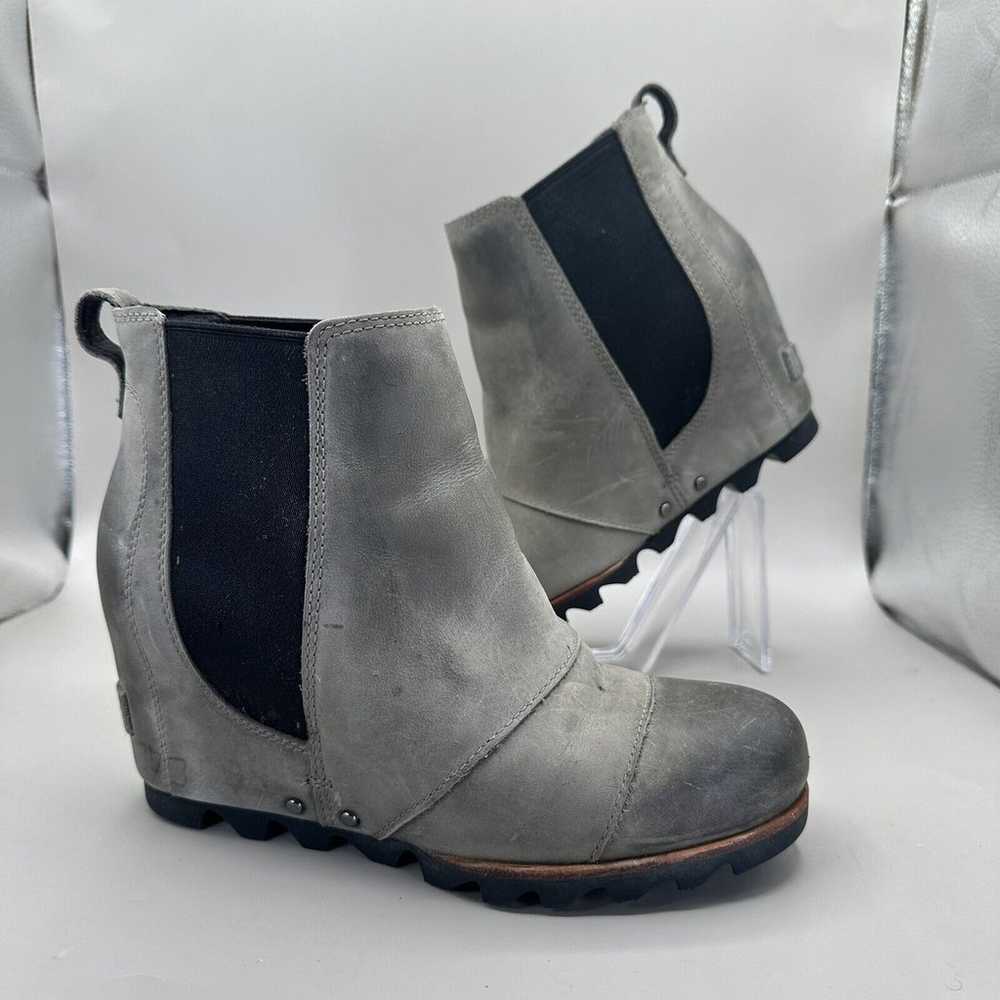 Sorel Lea Wedge Heel NL2704-089 Gray Leather Ankl… - image 1