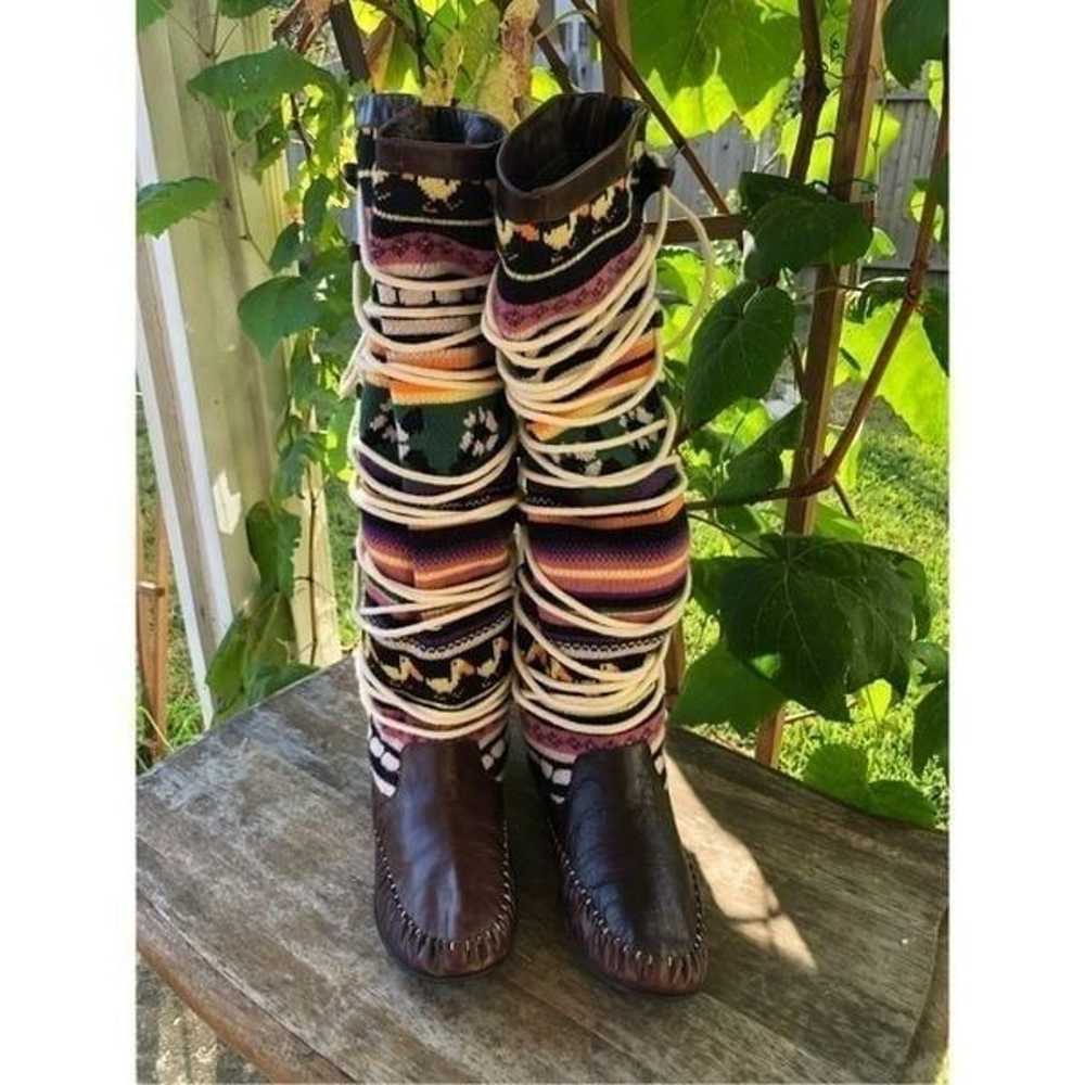 Anthropologie Matiko lace up Aztec boots 7.5 - image 10