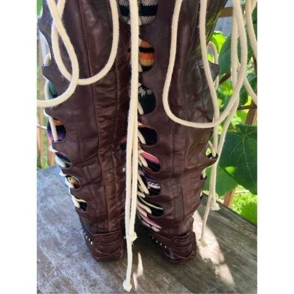 Anthropologie Matiko lace up Aztec boots 7.5 - image 6