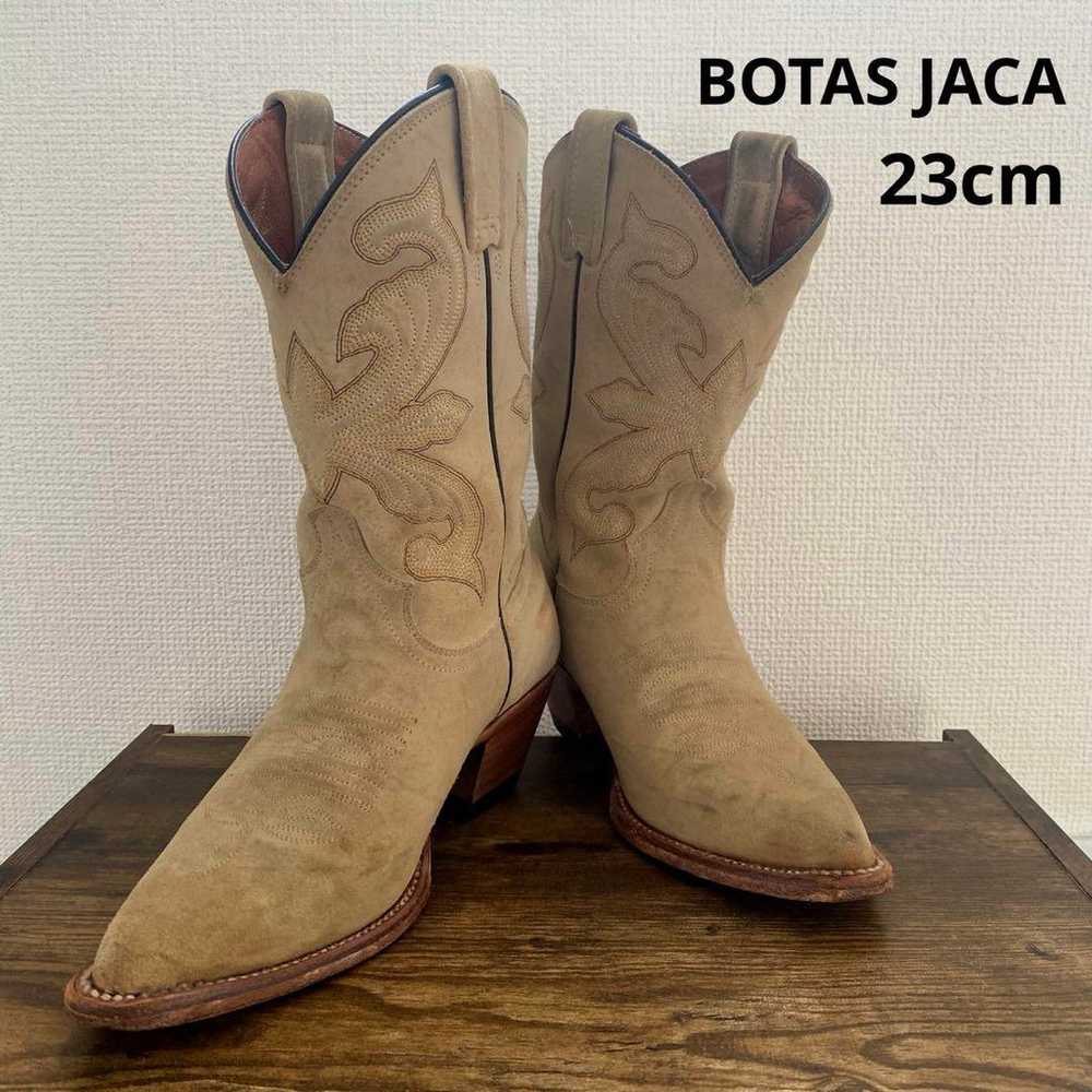 BOTAS JACA Haka Western Boots Beige Suede Embroid… - image 1