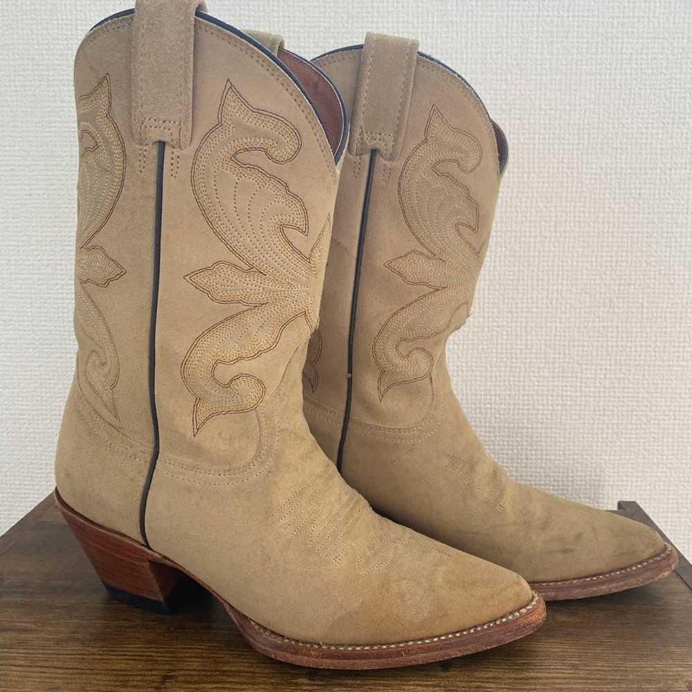 BOTAS JACA Haka Western Boots Beige Suede Embroid… - image 2