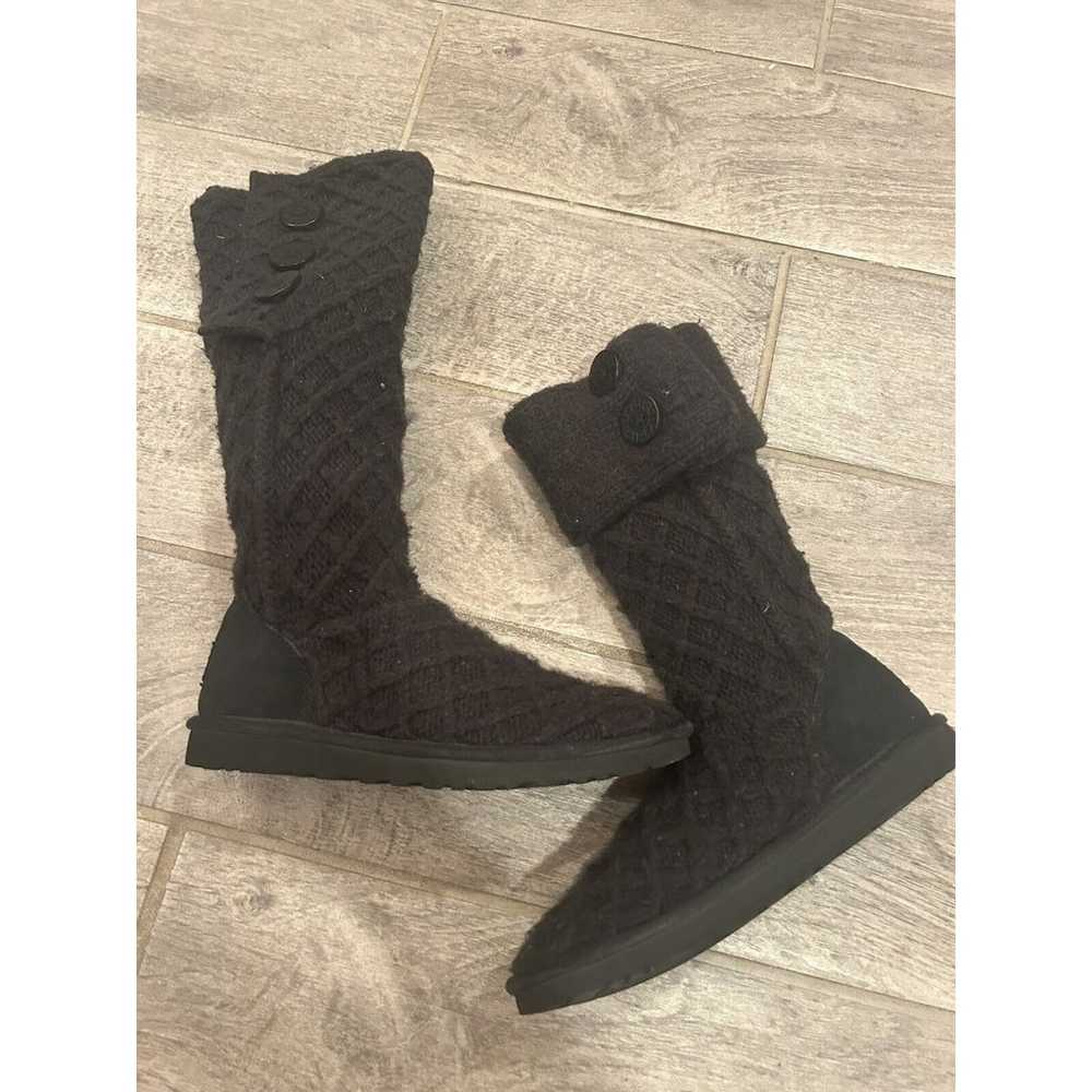 UGG BLACK LATTICE CANDY WOOL KNIT BOOT; Pre-Owned… - image 6