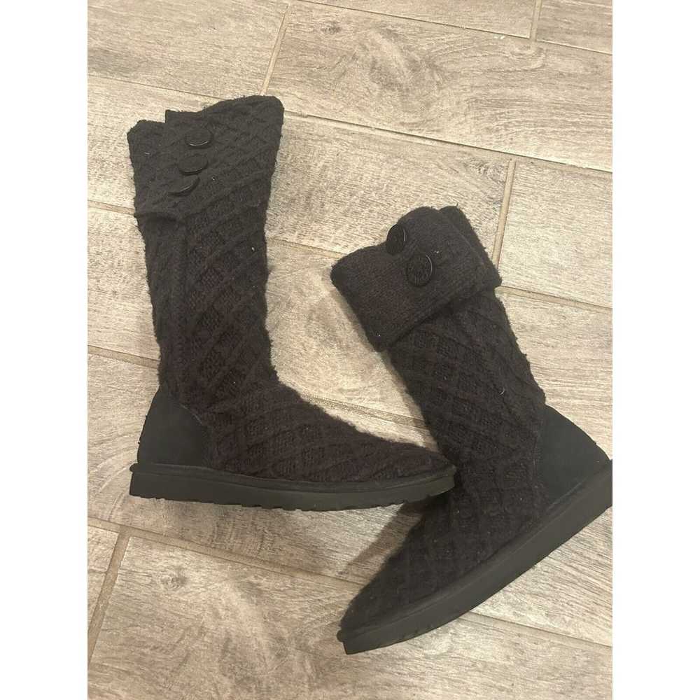 UGG BLACK LATTICE CANDY WOOL KNIT BOOT; Pre-Owned… - image 7