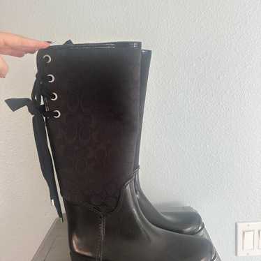 Black Coach lace up rain boot - image 1