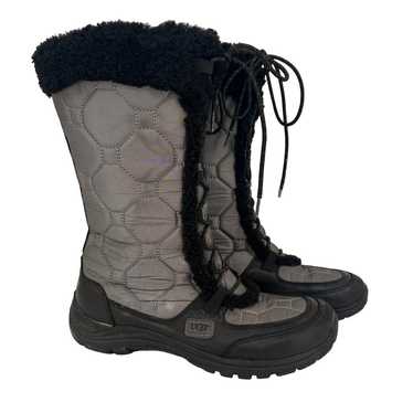 UGG Gray Fur Capstone Quilted Tall Lace Up Winter… - image 1