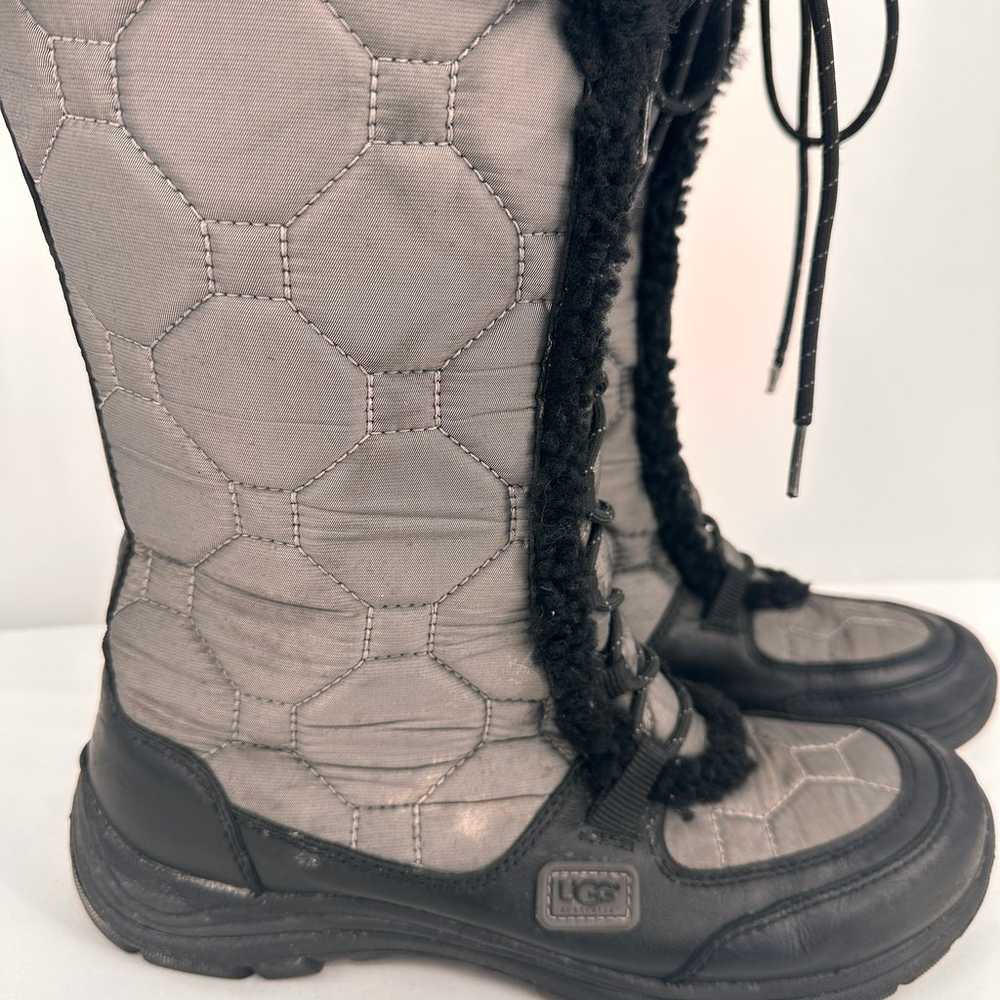 UGG Gray Fur Capstone Quilted Tall Lace Up Winter… - image 2