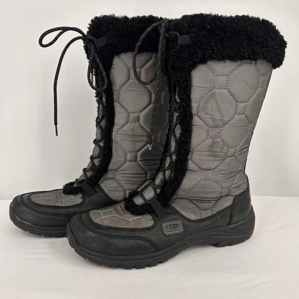 UGG Gray Fur Capstone Quilted Tall Lace Up Winter… - image 4