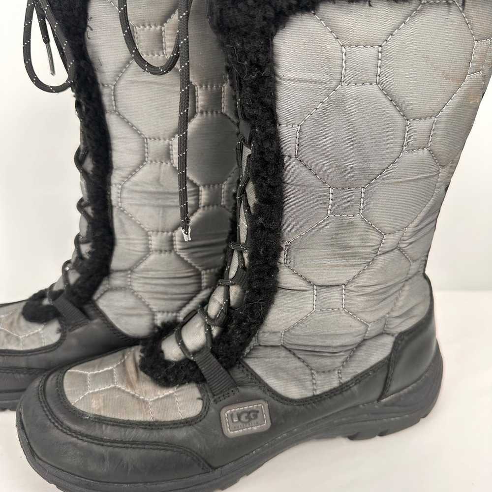 UGG Gray Fur Capstone Quilted Tall Lace Up Winter… - image 9