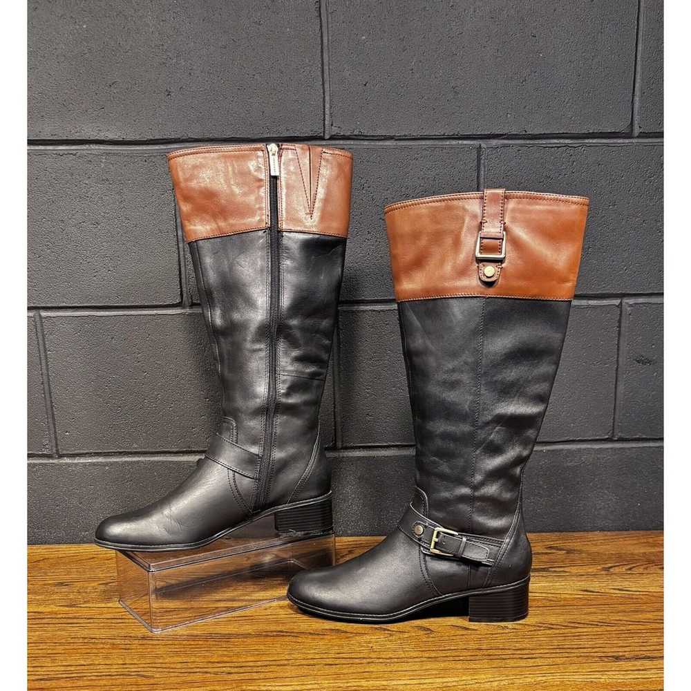 BANDOLINO Black & Brown Leather Knee High Campus … - image 1