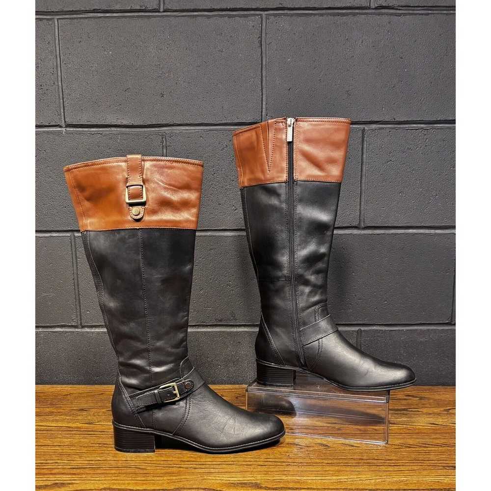 BANDOLINO Black & Brown Leather Knee High Campus … - image 2