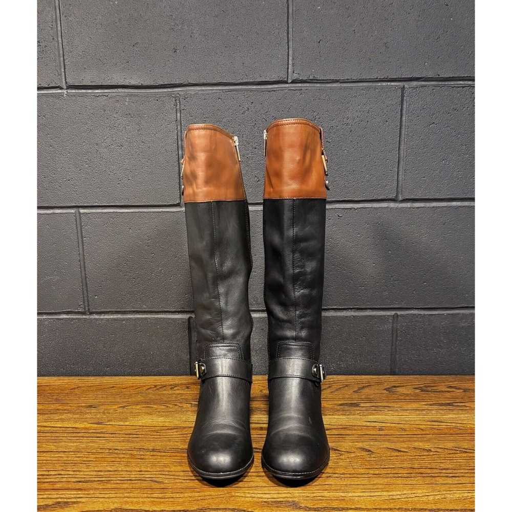 BANDOLINO Black & Brown Leather Knee High Campus … - image 3