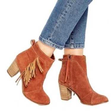 TOMS Lunata Western Boho Tassel Suede Bootie Stack