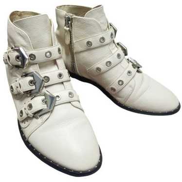 Sol Sana Maxwell Silver Buckle White Leather Boot… - image 1