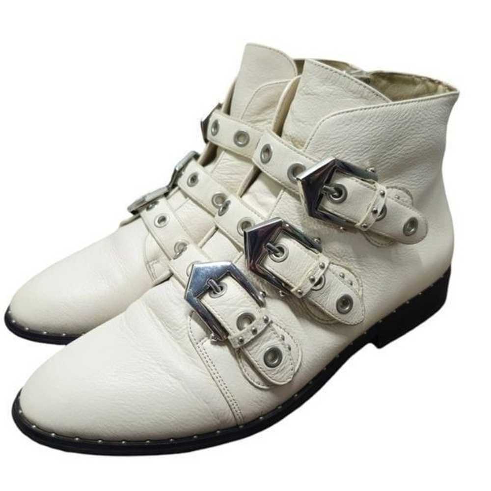 Sol Sana Maxwell Silver Buckle White Leather Boot… - image 3