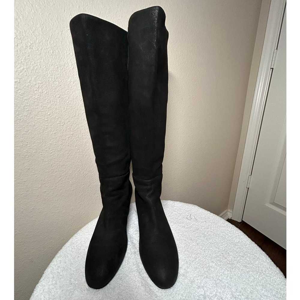 Black Leather Eileen Fisher Knee High Heeled Boots - image 1