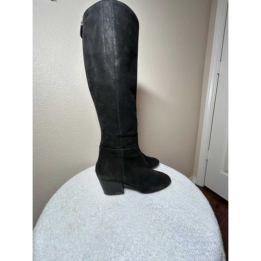 Black Leather Eileen Fisher Knee High Heeled Boots - image 4