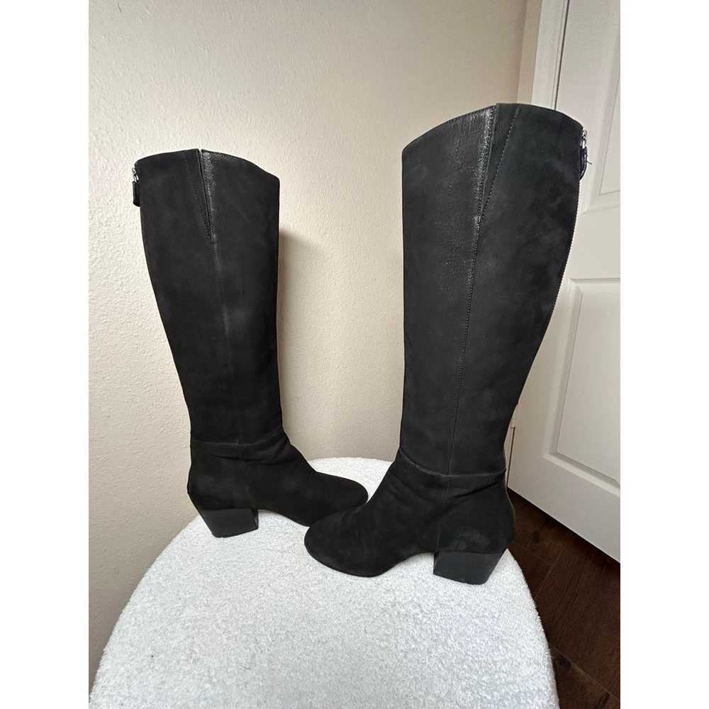 Black Leather Eileen Fisher Knee High Heeled Boots - image 5