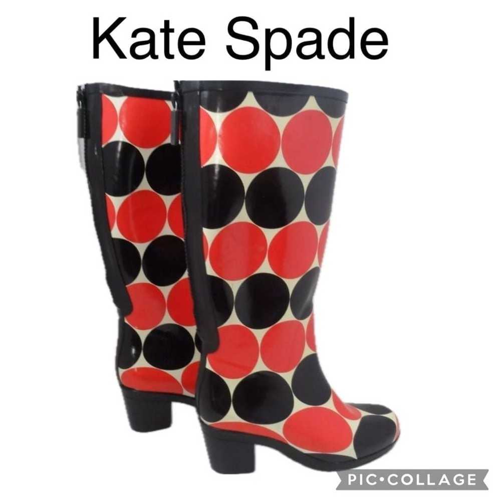 (F2) Kate Spade Rubber Women's Tall Rain Boots,Ba… - image 1