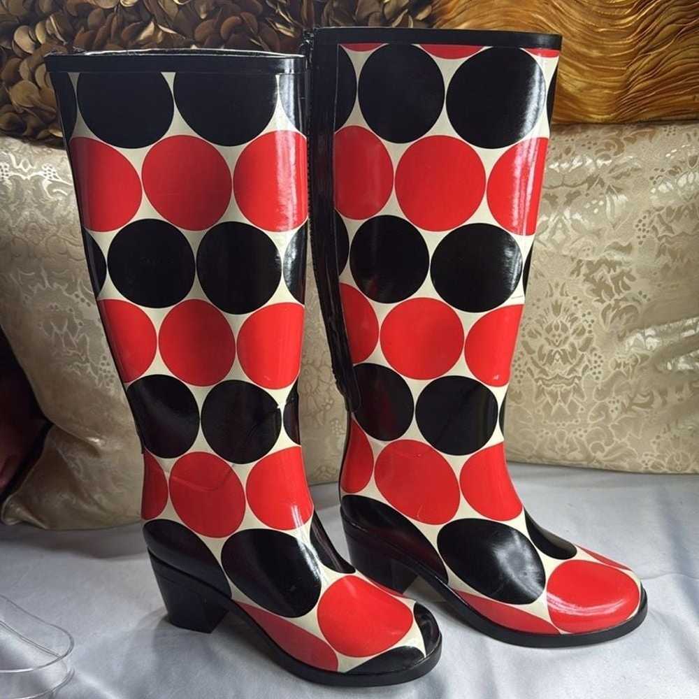 (F2) Kate Spade Rubber Women's Tall Rain Boots,Ba… - image 3